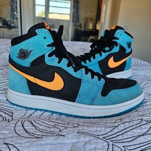 VGUC Nike Jordan 1 High Zoom Air CMFT Bleached Aqua Teal Orange Black 9